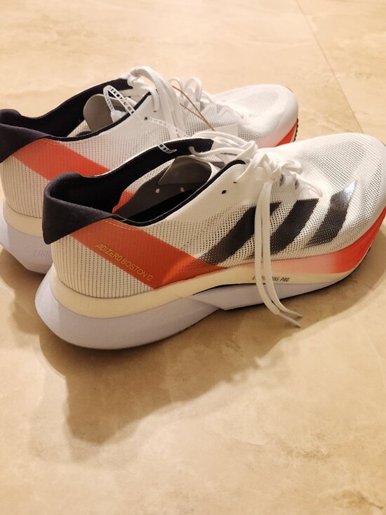 Adidas Adizero Boston 12 Men Running Shoe White Aurora Solar Red IF9210 SZ 10 US main image 11